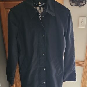 Burberry Check Lining Black Raincoat Size 6